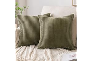 EMEMA Poszewka na poduszkę, sztruksowa, dekoracyjna, miękka, dekoracyjna, sztruksowa, na sofę, fotel, do domu, sypialni, 50 x 50 cm, oliwkowa zieleń