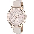 Tommy Hilfiger Quartz Analog with Day and Date Pink Dial Leather Strap Watch for Women-NETH1781789
