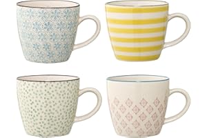 Bloomingville małe filiżanki Patrizia, niebieskie, żółte, zielone, różowe, ceramika, zestaw 4 sztuk