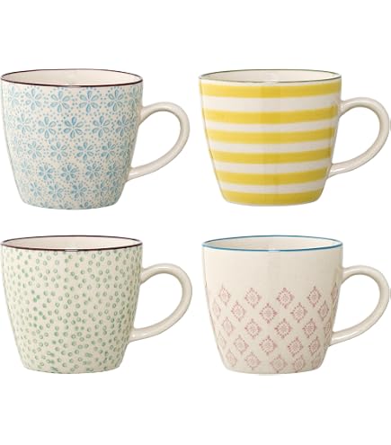 Bloomingville Set 3 Tazze Cecile In Ceramica - Rosa E Grigio, 180 Ml, Design Danese