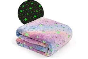 Winthome Manta Infantil Súper Suave-Manta para Niños Brilla en la Oscuridad, Manta de Bebé Franela Acogedora para Niñas y Niños, Navidad, Regalo, Blanket para Todas Las Estaciones(Estrellas,120x150cm)