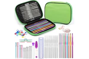 Ruasol Häkelnadel-Set, 60-teiliges Häkelnadel-Set mit Aufbewahrungsbox, ergonomisches Häkelset mit Handnähnadeln, Anfänger-Häkelset für arthritische Hände und Kunsthandwerk (grün)