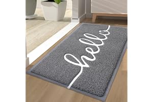 Homaxy zerbino Ingresso casa 44 x 76 cm, Antiscivolo e Essorbente zerbino, zerbino Ingresso Esterno Resistente Sporco, Tappeto Entrata Interno, per interni ed esterni, grigio