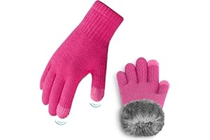 ineepor Kids Alpaca Wool Gloves for Boys Girls Children Toddler Winter Grip Warm Thermal Gloves with Fleece Lined Touchscreen