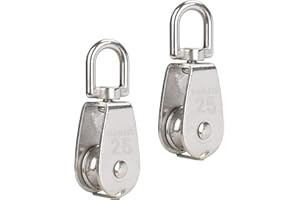 HONGXIN-SHOP Pulleys 304 Stainless Steel Single Pulley M25 Pulley with Load Capacity 150 kg / 331 lbs for Indoor and Outdoor Use Silver Pack of 2