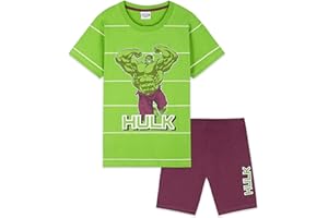 Marvel Pyjama Enfant Garcon, Ensemble de Pyjama Court Été T-Shirt et Short, Vêtements de Nuit Enfant Ado Tailles 3-14 Ans Super Héros Spiderman Avengers Hulk