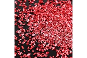 JBEIY 200 g di Vetro Schiacciato per l'artigianato, 2-4 mm di Glitter Irregolari, Pietra di Vetro Schiacciata Metallica per Unghie Artistiche, Resina epossidica, Creazione di Gioielli- Rosso