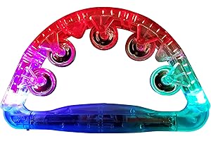 Glowtopia LED Flashing Tambourine with Bells and 6 Different Modes (6 pack)