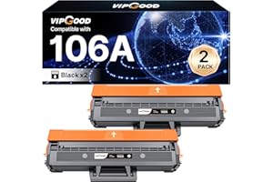 VIPGOOD 106A Toner con chip Compatibile per HP 106A W1106A Cartucce Toner per Laser 107w 107a 107r per MFP 137fnw 137fwg 135a 135r 135w 135wg (Nero, 2-Pack)