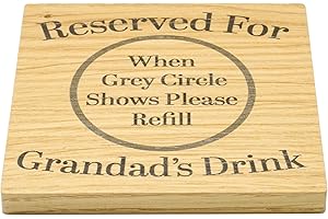 MORNNG CUPPA LAUGH SHARE REPEAT Solid Oak Coaster Reserved For Grandad's Drink. Great Gift Idea For A New Grandparent Grandad to be. Birthday Present Idea, Christmas Stocking Gift for Grandad. 9.8cm x 9.8cm