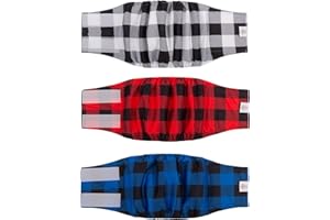 CuteBone Zmywalne pieluchy dla psa, zestaw 3 pasków do brzucha wielokrotnego użytku dla psów i mężczyzn, wysoce chłonne koperty dla Vhien z solidnym i elastycznym rzepem DM27M-FR