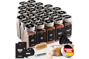 Deco haus® Gewürzgläser eckig luftdicht 24er Set [inkl. Etiketten & Streueinsatz] - Gewürzdosen Set Glas - Gewürzbehälter Spice Jars - Gewürze Aufbewahrung - Gewürz Organizer - Gewürzaufbewahrung
