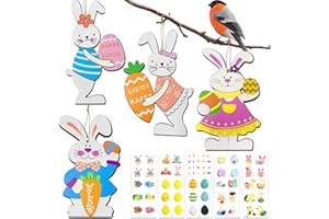 OPEIXSAYKOC Colgantes de madera de Pascua, Colgantes de conejito de Pascua, Conejitos de madera de Pascua, Conejo Decorativo Pascua, Decoración de conejito de pascua, Decoración de madera de Pascua Conejo