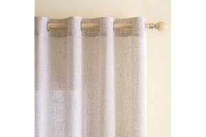 EMEMA Tende Lino Trasparente con Occhielli Tenda a Traslucido Tende Moderne a Vela per Porte Balcone Adatte per Soggiorno Camera da Letto 2 Pannelli 140x280 cm Bianco