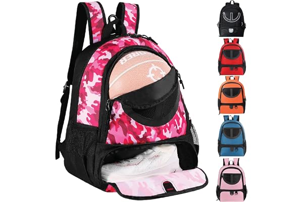 Sac à Dos de Basket-Ball pour Homme et Femme avec Compartiment pour Ballon et Chaussures, capacité 30 L, léger et Respirant, pour Volley-Ball, Football, Sport, Voyage, école, Salle de Sport
