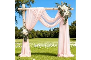 Alaoo Bröllopsgardin dekoration, bröllopsbåge gardiner 5 m x 160 cm (rosa) | Korsgardin dekoration tyll fotobakgrund, bakgrundsgardiner bröllopsdekoration för bröllop målbåge ceremoni fotografi fest