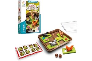SmartGames - Cache Noisettes - Jeu de Réflexion et de Logique - Mettez Vos provisions à l'abri - 60 Défis de Niveaux Différents - 1 Joueur - A partir de 6 Ans