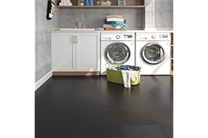 Livelynine 16 płytki podłogowe PCV klej czarny płytki naklejki podłogowe łazienka 30cm x 30cm PVC naklejki podłogowe kuchnia linoleum podłoga naklejki pokój podłoga naklejki PCV szary Antracyt