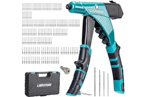 LIBRATON Professionelle Schwerlast-Nietzange, Pop-Nietpistolen-Set, Nietmaschine mit Schaftbehälter, Manuelles Nietwerkzeug, Werkzeuglos Austauschbare Köpfe, für Metall, Holz und Kunststoff
