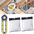 AUXIN Triangle Corner Sink Rack with 100 pcs Disposable Mesh Bags, Strainer Basket for Kitchen Waste Leftovers Filter Net Prevent Blockage of Water Pipes