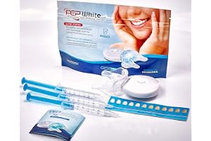 PepWhite Ultra – superstarkt tandblekningskit med LED-ljus (fullt LED-kit + munskydd + 3 x Pep vit ultra blekande gel