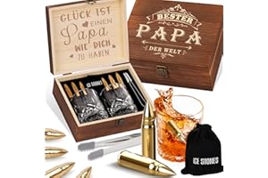 OAKSEA Whisky Gläser Geschenkset für Papa, Whiskey Geschenke für Männer mit 2 Whiskey Gläser und 6 Whisky Steine, Bester Papa Whiskygläser Weihnachten für Vater Opa Stiefvater