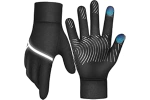 Atarni Gants d'hiver pour homme et femme - Écran tactile - Coupe-vent - Chauds - Antidérapants avec réfléchissants - Pour le sport, l'extérieur, le fitness, le vélo, le jogging, la randonnée - Noir