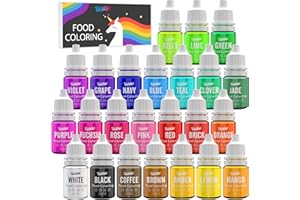 VIVIDYE Food Colouring Set - 24 Vivid Colours Food Colouring Set for Baking, Cake Decorating, Icing, Cookie, Fondant and Macaron - Liquid Tasteless Food Colour Dye for DIY Soap Making and Crafts - 6ml Each
