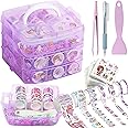 FunBlast Washi Tape Set - 100 Pcs Designer Decorative Masking Tapes with 20 Pcs Kawaii Stickers, Tweezer, Pen and Spatula in 3 Layer Box, Tapes for DIY Art & Crafts, Wrapping (A)