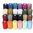 Sewing Thread-24 Spools of Polyester Thread for Sewing Machine, Hand Stitching & Quilting-1000 yds Each in 22 Colours+Bonus Black & White