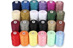 BLESSEW Sewing Thread-24 Spools of Polyester Thread for Sewing Machine, Hand Stitching & Quilting-1000 yds Each in 22 Colours+Bonus Black & White