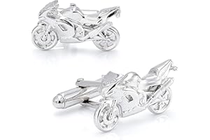 PAUL WRIGHT JEWELLERY Paul Wright Motorbike Cufflinks in 925 Silver, Perfectly Sculpted Detail, Length 26mm