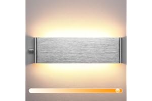 Lightess 15W Applique da Parete Interno Moderno Lampada da Parete Luminosità Regolabile Lampada a Muro LED Luce Alluminio per Soggiorno Camera da Letto Scale Corridoio (bianco caldo, argento)