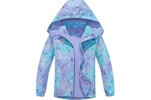 Fewlby Giacca Impermeabile con Cappuccio - Ragazze Impermeabile con Cappuccio Giacca a Vento Bambini Cappotto Foderato in Pile Bambini Capispalla 11-12 Anni