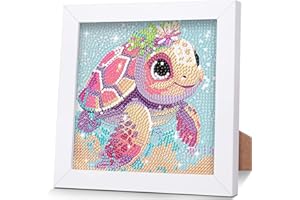 OSLEY Diamond Painting Kinder Set, 5D DIY Cartoon Diamant Painting Bilder, 15x15cm Leinwand und mit 18x18cm Bilderrahmen für Kinder und Mädchen, Erwachsene geeignet