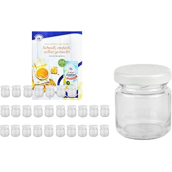 MamboCat Lot 48 Bocaux 125 Ml Couvercle Doré Twist-Off + Livret Recettes - Parfait Confitures, Conserves, Stockage Alimentaire & Cadeaux