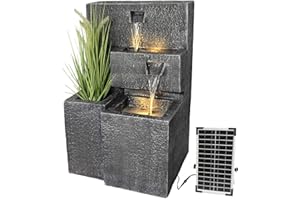 ‎ARNUSA Solar Gartenbrunnen Grada bepflanzbar mit LED Beleuchtung Springbrunnen Akku Funktion Balkonbrunnen Terrassenbrunnen