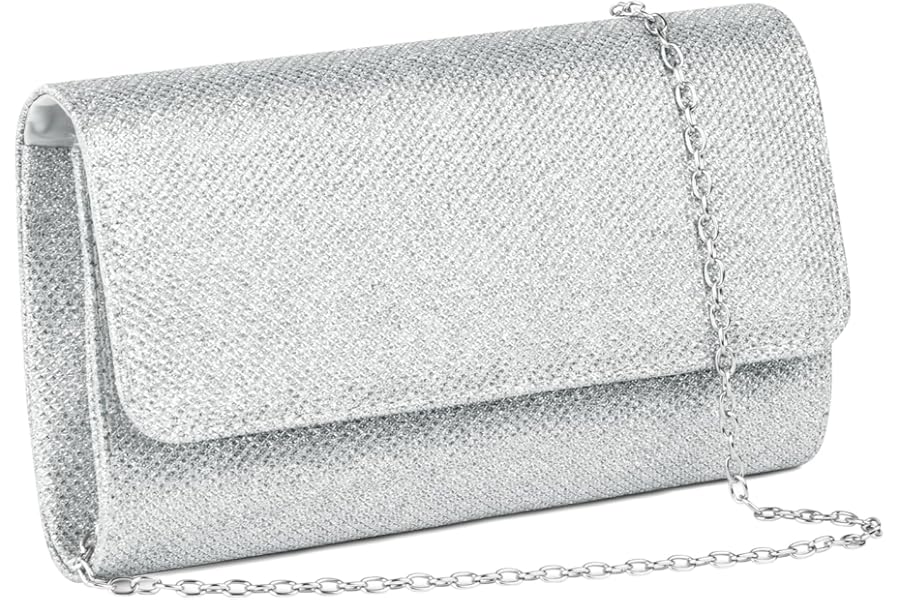 OSDUE Women Clutch Bag, Glitter Envelope Clutch Bag With Detachable Chain Strap, Elegant Sequins Evening Handbags for Wedding Bridal Prom Cocktail Party Ladies Handbags
