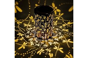 ZWOOS Farol Solar Exterior, Luz Solar Exterior Jardin, Colgante/De Pie, Impermeable IP44, Luces Solares LED Decorativo para Jardin, Balcón (libélulas)