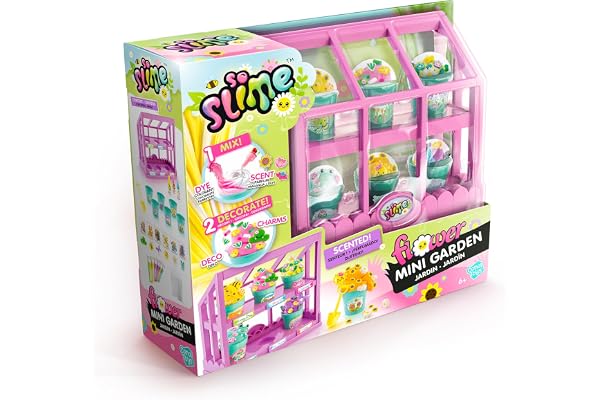 Canal Toys So Slime – Slime Flower Mini Jardin – Kit Créatif avec Serre & 6 Pots – Pâtes Parfumées + Fleurs Colorantes à Mélanger – Décorations & Charms Inclus – Enfant dès 6 Ans– SSC419