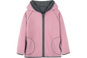 ANIMQUE Kinder Kapuzenjacke Polar Fleece Doppellagig Jungen Mädchen Fleecejacke Reißverschluss Winter Herbst Jacke Warm Sport