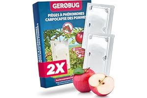 GEROBUG Piège à phéromones pour carpocapse Pommier 2 pièces - Pièges à phéromone Contre Le Ver des Pommes - Design de Produit respectueux des Oiseaux y Compris 2 Fils d'attache
