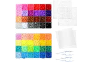 LIHAO zestaw 24000 koralików do prasowania, w pudełku do sortowania, dla dzieci, płytki, prezent dla dzieci (2,6 mm, 48 kolorów)