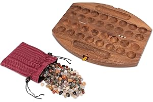 Logoplay Bao Hus Kalaha Gra z Kamieniami Szlachetnymi, Drewniana, 29 x 35 cm, Brązowy