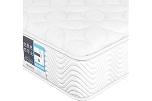 Yaheetech Single Mattress 3ft Pocket Sprung and Memory Foam Mattress, Medium Firm, White 90x190x20cm