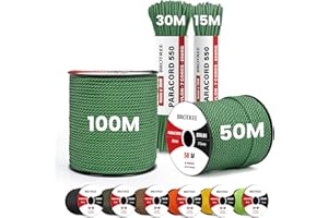 Brotree 4mm Paracord 550 7 Fili Nylon Corda 30M Tipo III Corda da Paracadute per Sopravvivenza, All'aperto, Fatto a Mano - 250kg Carico di Rottura (Verde Nero)