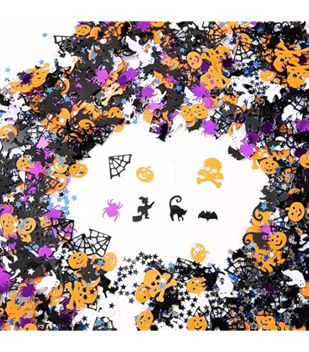 Confettis Halloween FaJoek - 30g / 1000 Pièces - Motifs Chauve-souris, Araignée, Sorcière, Citrouille - Décoration De Table Fête