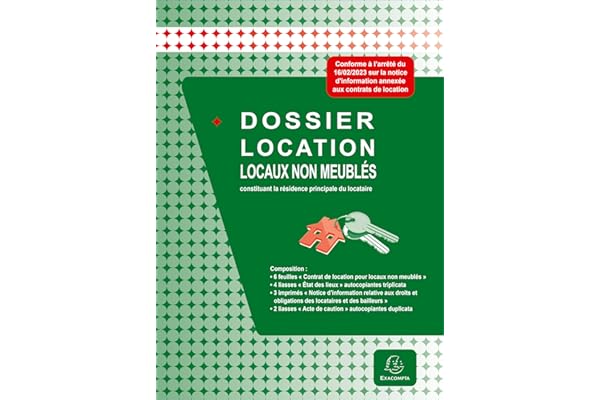 Exacompta - Réf. 44E - 1 Dossier location locaux non meublés - résidence principale du locataire - Ce dossier complet regroupe tous les documents obligatoires pour louer un logement en toute sérénité.