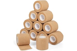 SAGAFLY Haftbandage Verband Selbstklebender 5cm x 4,5m, 12 Rollen Fixierbinde Selbsthaftend Kohäsive Bandage für Erste Hilfe Dog Tierarztwickelband Sport Elastische Binde für Handgelenk, Füße (Hautfarbe)