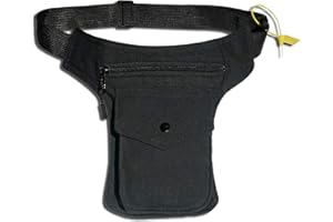 Hand-Pro - Marsupio laterale unisex da tenere in vita, in tela, ideale per andare in moto e per lavoro, colore nero